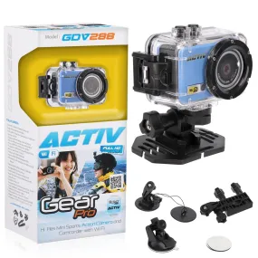 Gear Pro Activ Full Hd 1080P Hi-Res Mini Sports Action Camera And Camcorder With Wi-Fi (Blue)