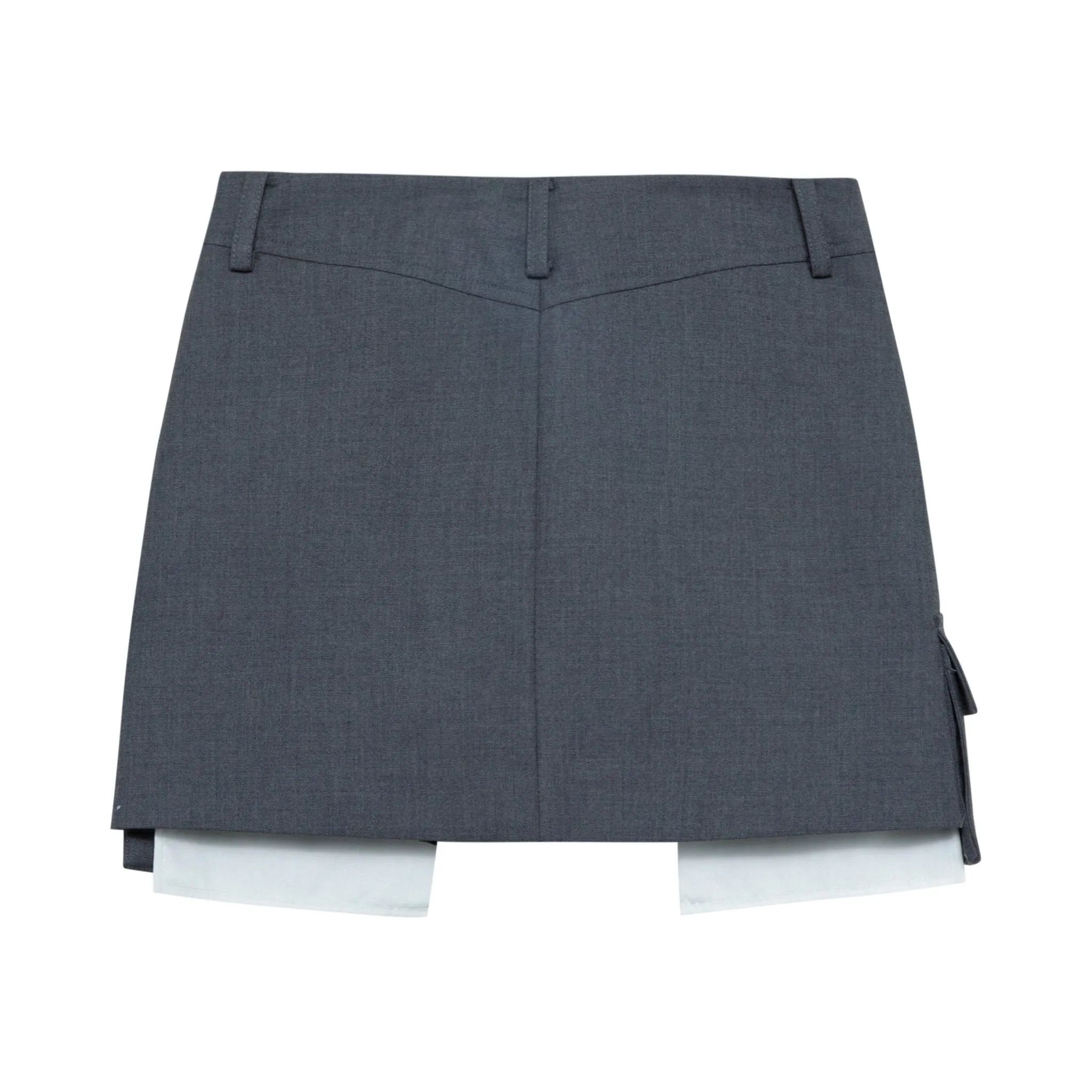 Gray Drill Logo Stereo Workwear Pocket Half Skirt