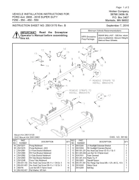 Hiniker Snowplow Mount - Quick Hitch 2 (QH2), 2008-2016 Ford 4x4 F250-550, 25012862