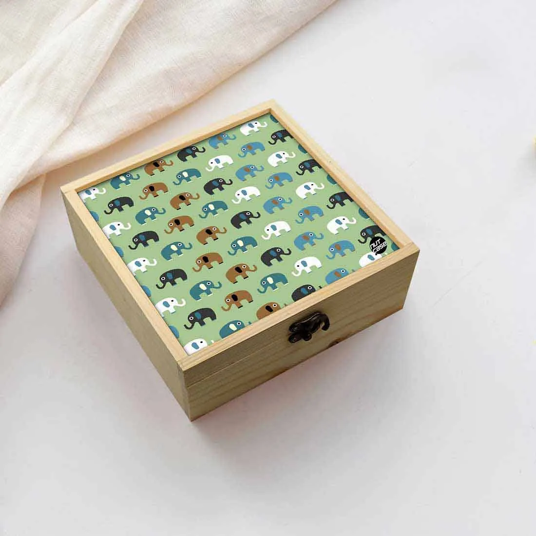 Jewellery Box Makepup Organizer -  Colorful Green Elephant