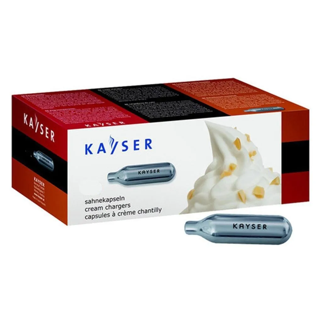 Kayser N2O Cream Chargers | 7.5g N2O Whipped Cream Chargers | Recyclable Steel