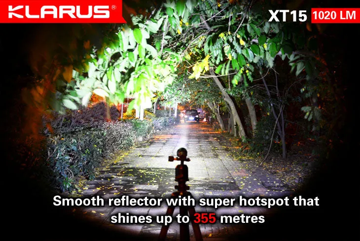 Klarus XT15 2x CR123A / 1x 18650 1020 Lumens Cree XM-L2 LED Flashlight