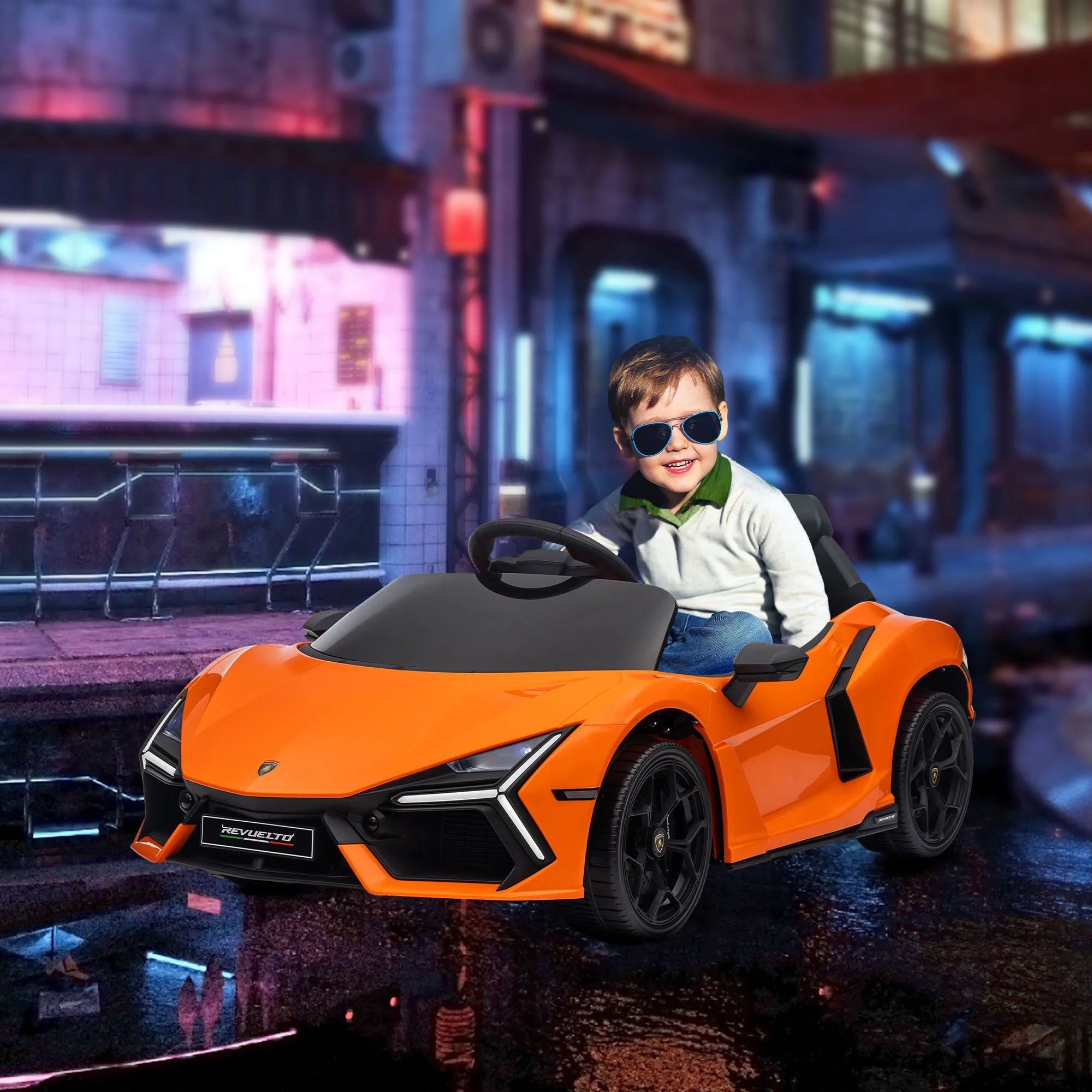 Lamborghini Revuelto Licensed Ride on Car w/ Suspension Orange