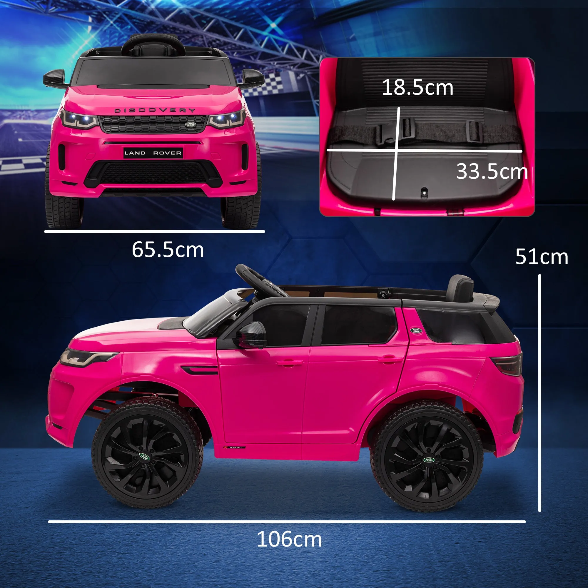 Land Rover Licensed Kids Electric Car w/ Remote Music - Pink