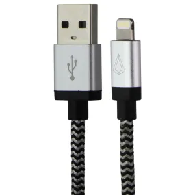 LBT (7-Ft) USB-A to Lightning 8-Pin Braided Charge Cable - Silver/White/Black