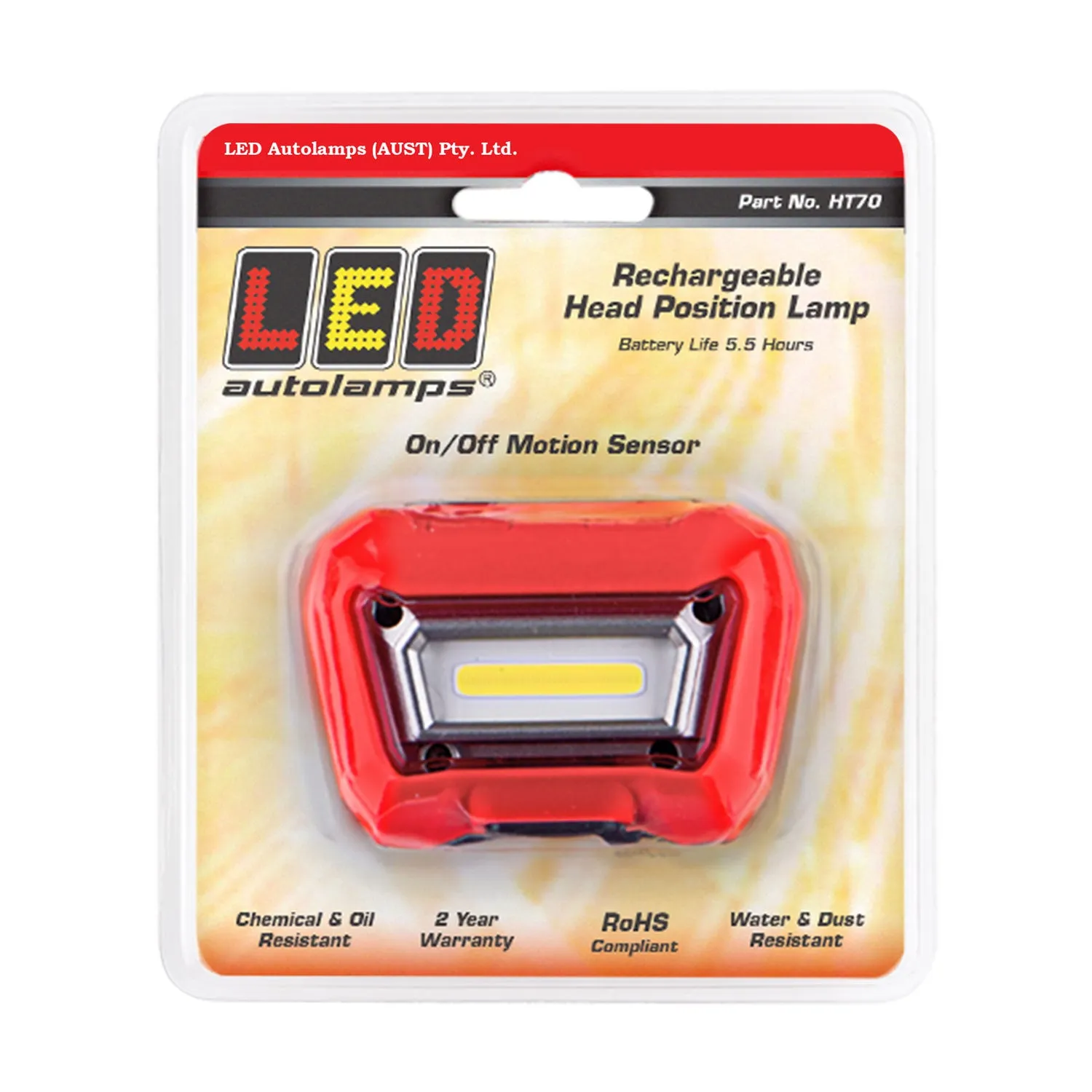 LED Autolamps HT70 Rechargeable LED Head Torch with COB LED and On/Off Motion Sensor