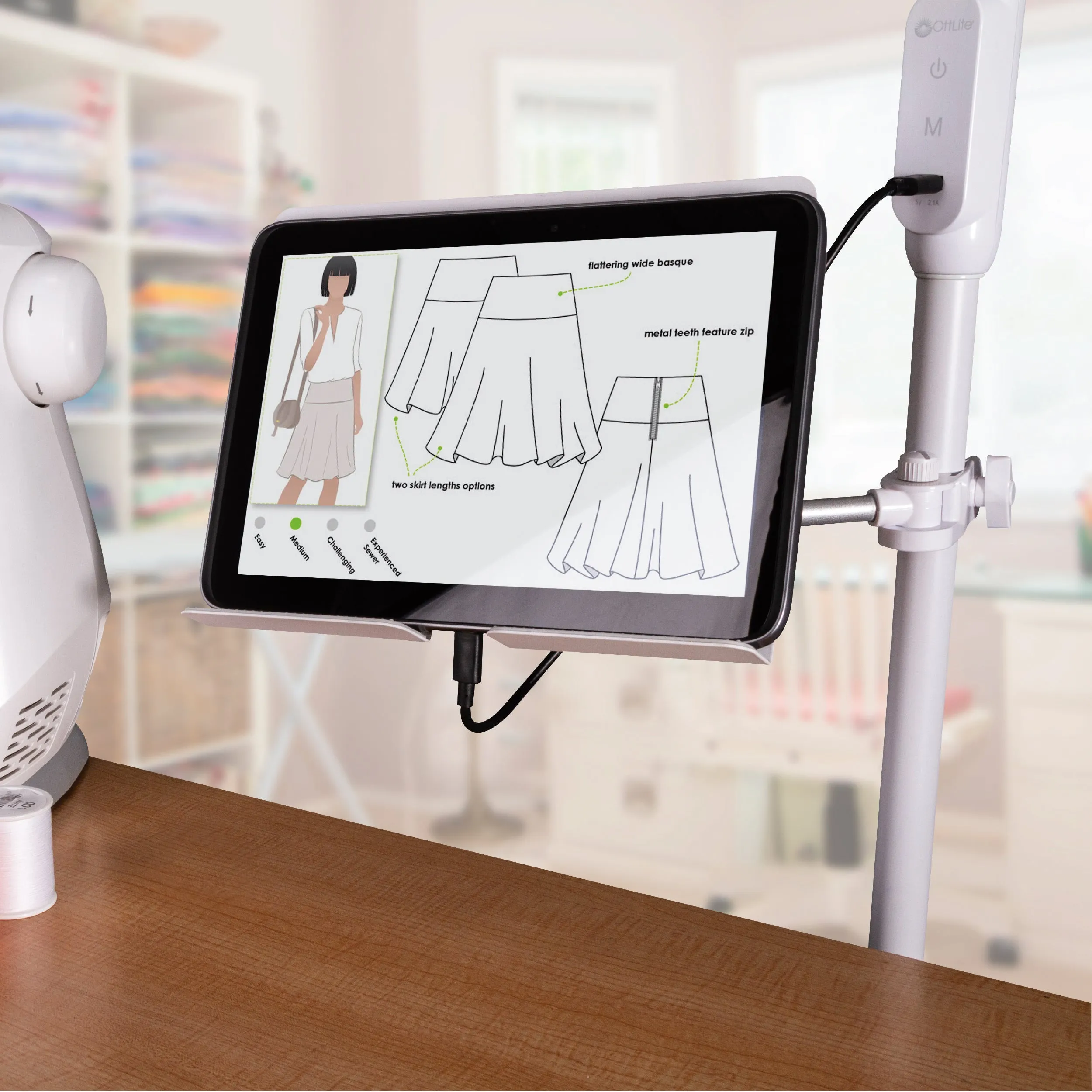 LED Floor Lamp with USB and Tablet Stand