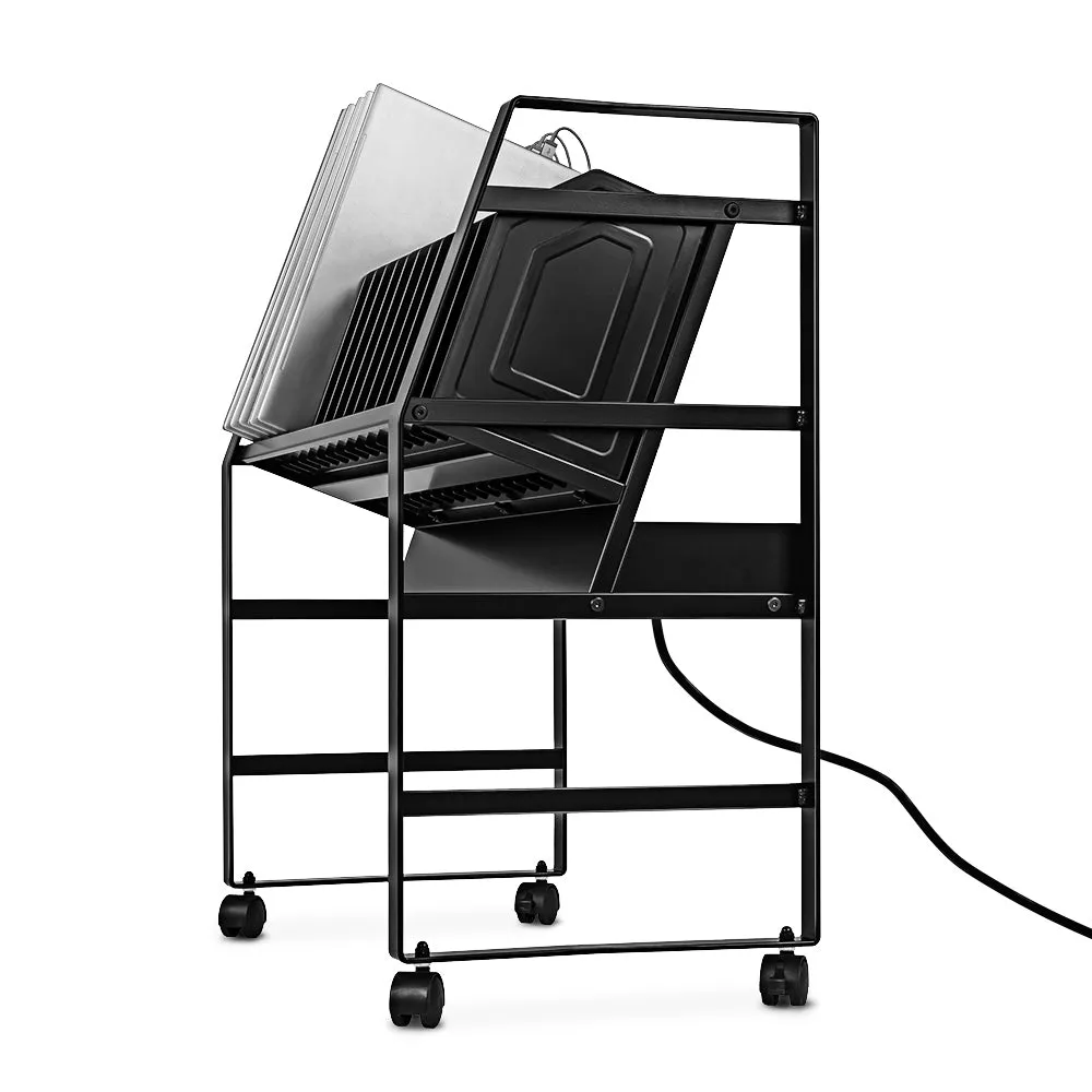 Line Leader Open Charging Cart – Holds Up to 16 Devices  – Black