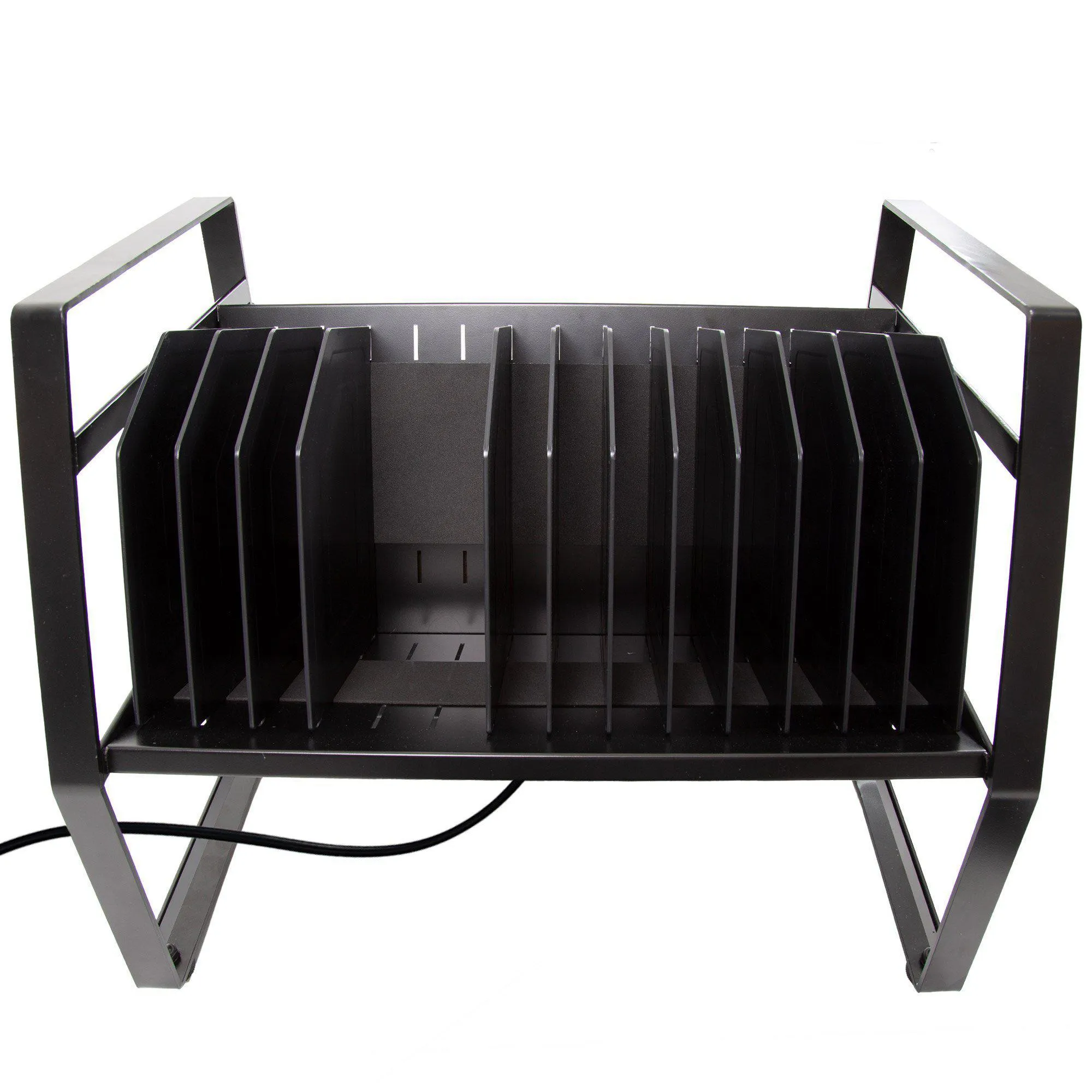 Line Leader Open Charging Cart – Holds Up to 16 Devices  – Black