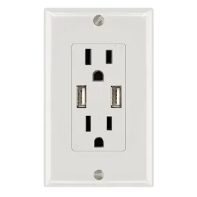 Magnadyne WC-502 | Dual USB Charging AC Wall Outlet w/ Plate