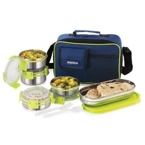 Magnus Hybrid 5 Prime Lunch Box - Premium Stainless Steel Tiffin Set for Kids, Boys, Men and Women - Ideal Lunch Boxes for Office Men, Leakproof Containers, Insulated Cover