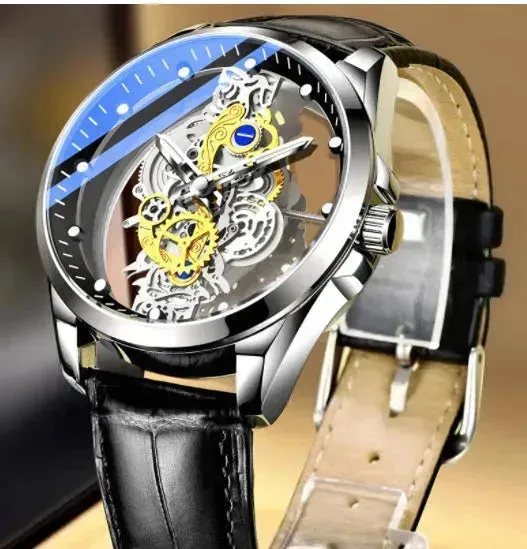 Men Watch Skeleton Automatic Quartz Watch Gold Skeleton Vintage Man Watch Mens Watches Top Brand Luxury