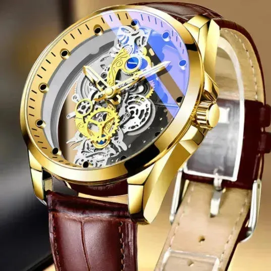 Men Watch Skeleton Automatic Quartz Watch Gold Skeleton Vintage Man Watch Mens Watches Top Brand Luxury