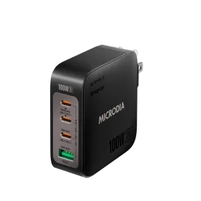 MICRODIA SMARTCube™ Nano 100W GaN Pro Wall Charger, 4-Port, USB-C PD3.1   USB-A QC3.0