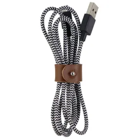 Native Union 4-Foot Micro-USB to USB Braided Cable   Leather Strap - Black/White