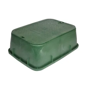 NDS - 116TBC - Standard Valve Box Tapered Rectangle 14 in. x 19 in. x 6 in.H Green Box/Green Lid Overlapping ICV