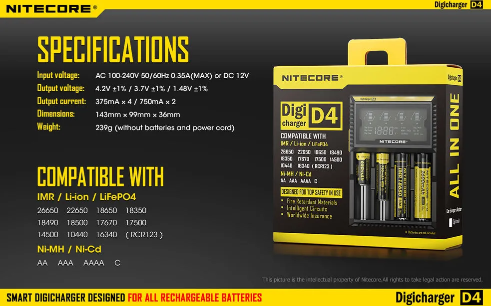 Nitecore Digicharger D4 Intelligent Battery Charger