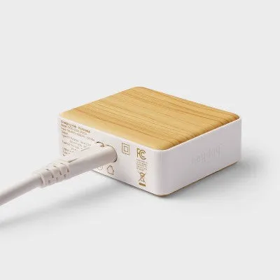 Open Box - 4 Port Charging Hub Horizontal 2C   2A - heyday White Pine Wood