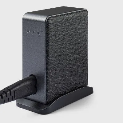 Open Box - 6-Port Charging Hub Vertical 2C   4A - heyday Black Saffiano