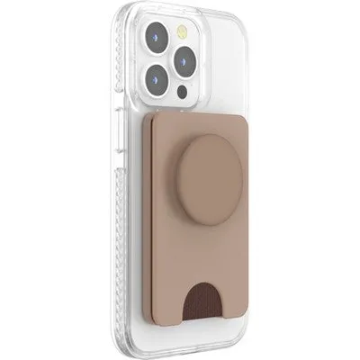 Open Box - PopSockets Magnetic Phone Wallet with Grip and MagSafe, Magnetic Adapter Ring Included - Latte