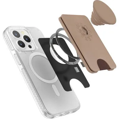 Open Box - PopSockets Magnetic Phone Wallet with Grip and MagSafe, Magnetic Adapter Ring Included - Latte