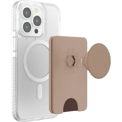 Open Box - PopSockets Magnetic Phone Wallet with Grip and MagSafe, Magnetic Adapter Ring Included - Latte