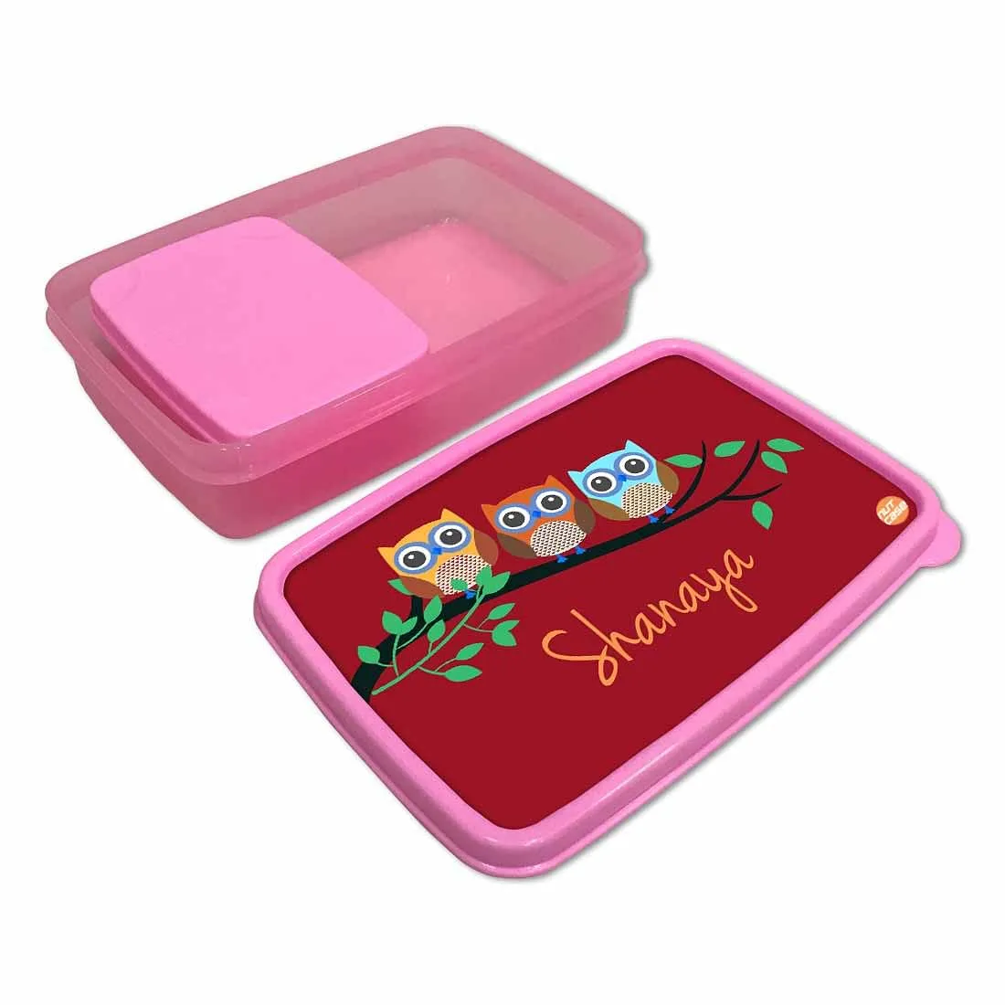 Personalized Snack Box for Kids Plastic Lunch Box for Girls -Cute Owls