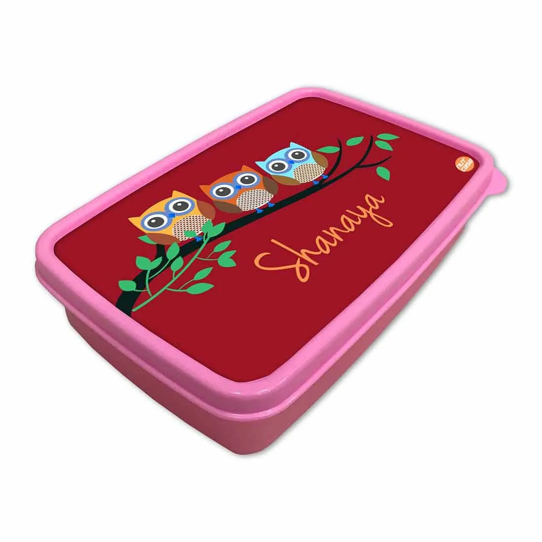 Personalized Snack Box for Kids Plastic Lunch Box for Girls -Cute Owls