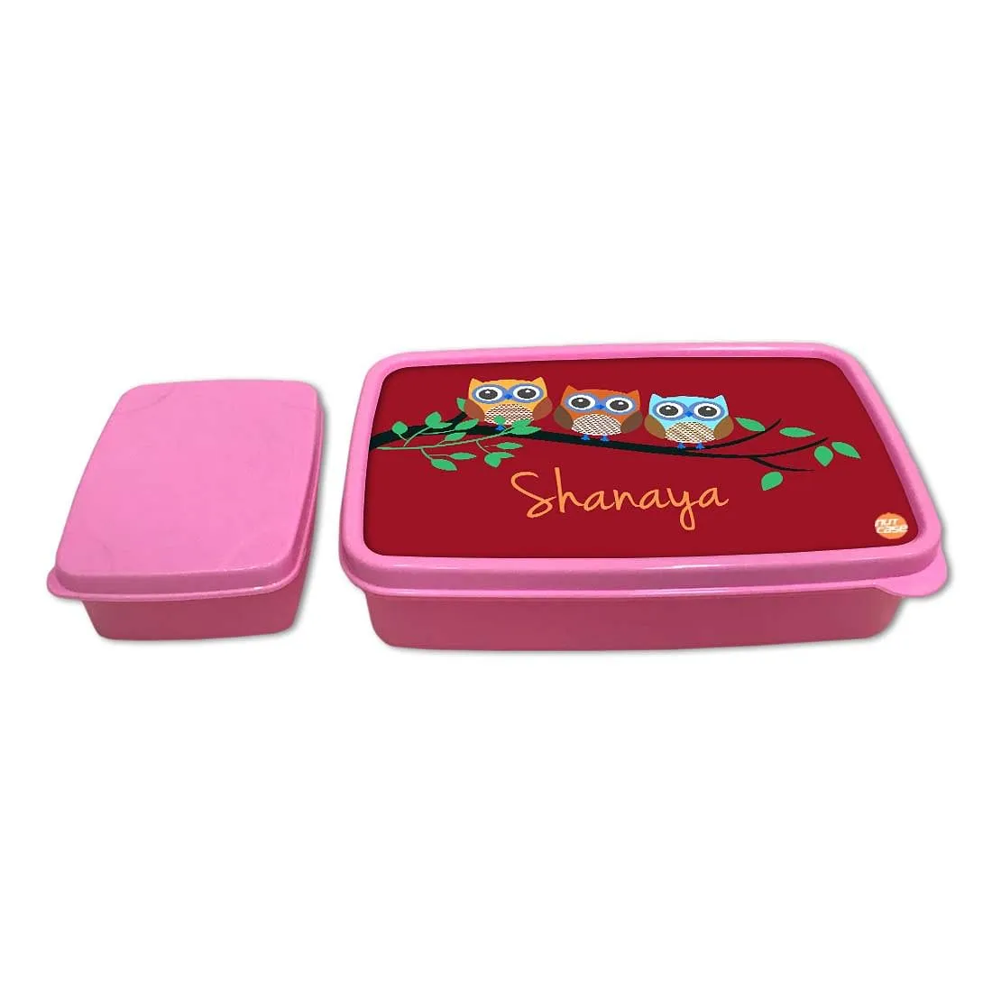 Personalized Snack Box for Kids Plastic Lunch Box for Girls -Cute Owls