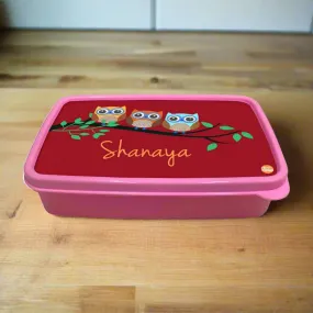 Personalized Snack Box for Kids Plastic Lunch Box for Girls -Cute Owls