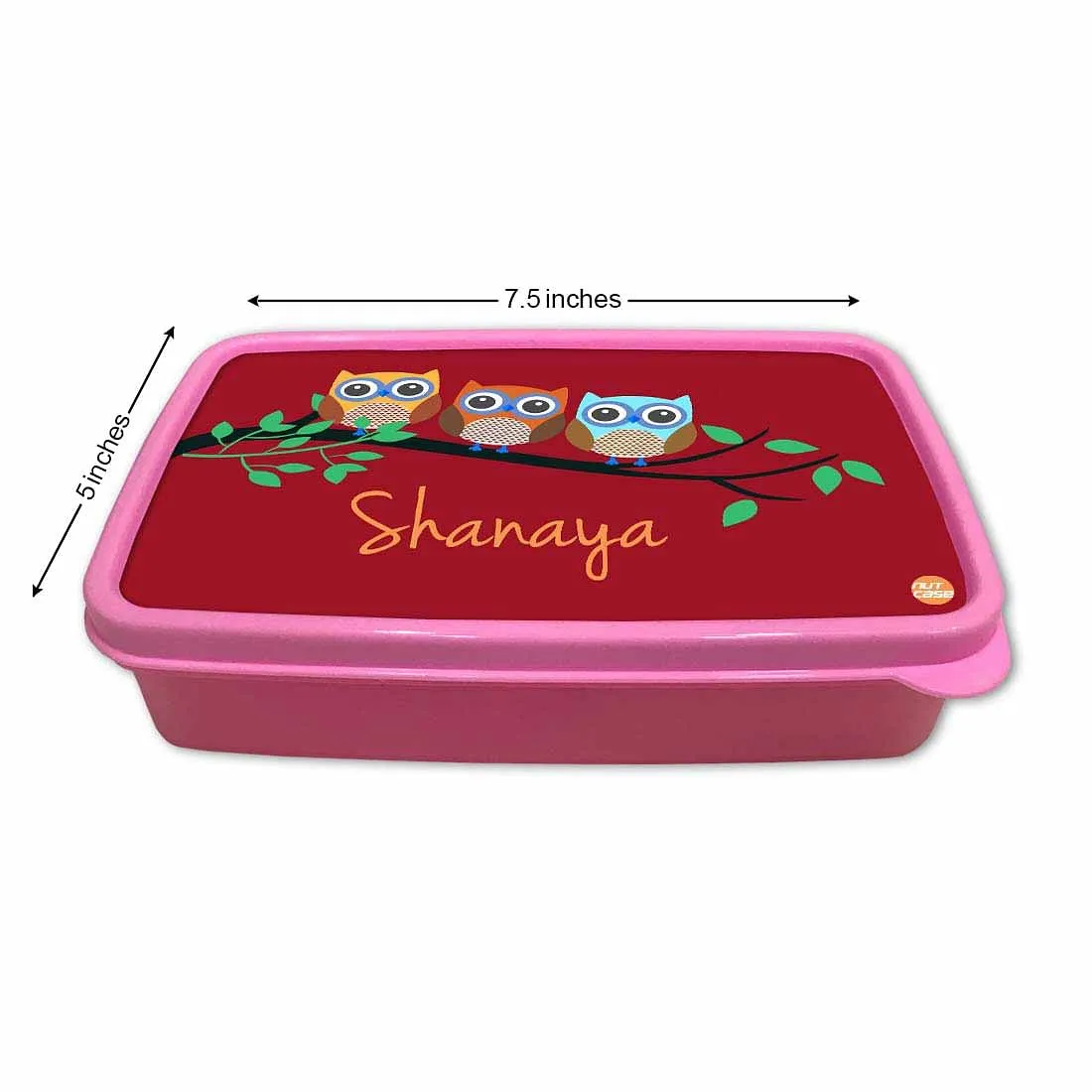 Personalized Snack Box for Kids Plastic Lunch Box for Girls -Cute Owls