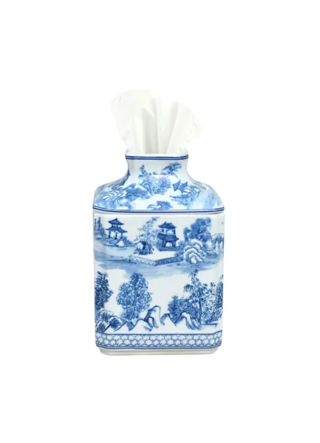 Porcelain Chinoicerie Square Tissue Box