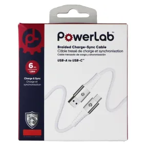 PowerLab USB-A to USB-C Braided Charge-Sync Cable 6FT White