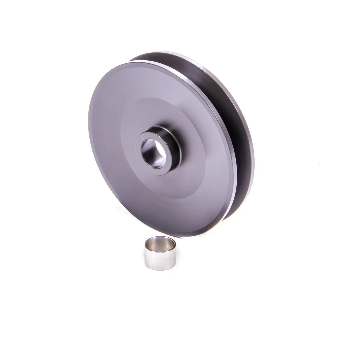 Powermaster V-Belt 1 Groove Alternator Pulley - 4 in Diameter - Gray Anodized - Powermaster Alternators