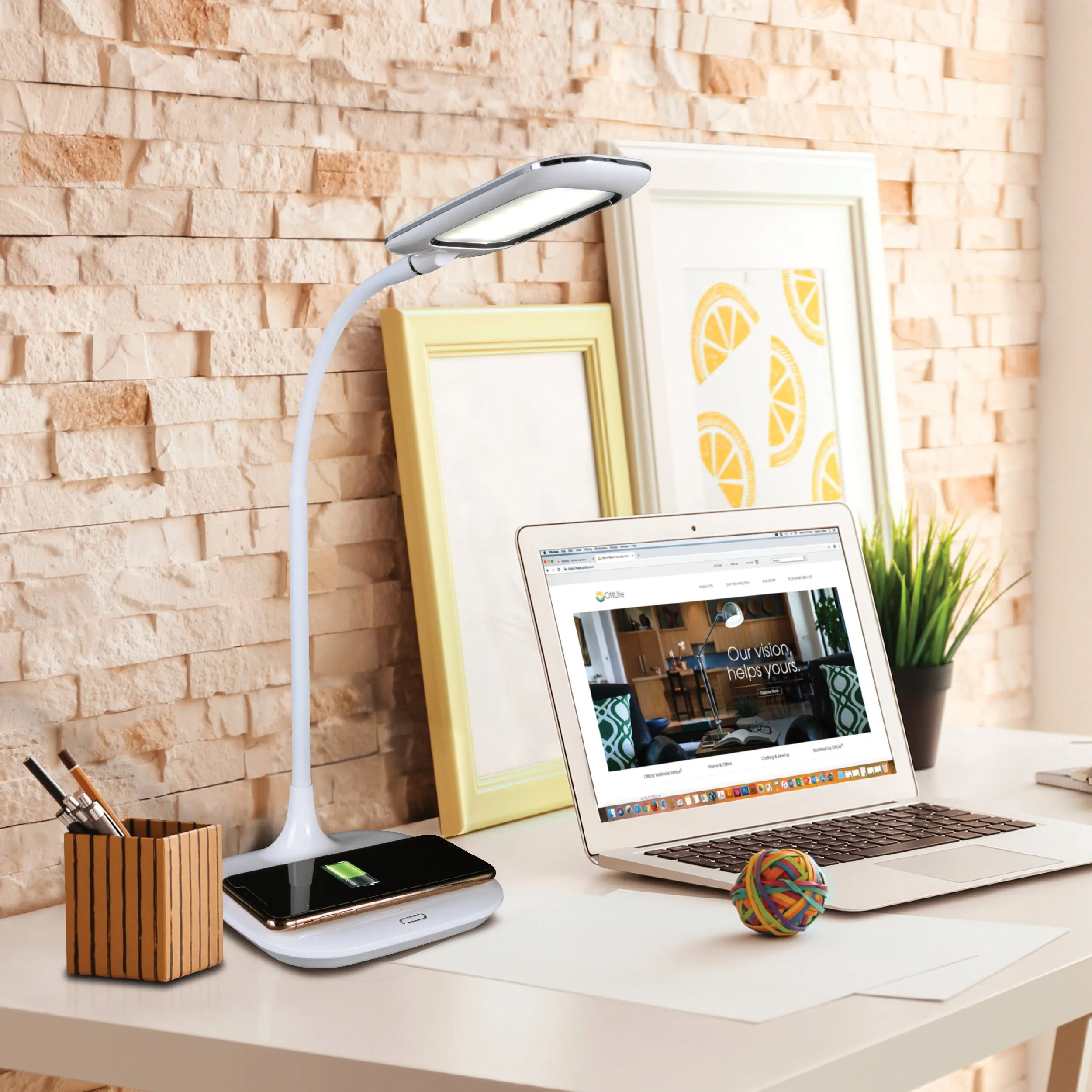 Prevention by OttLite LED Desk Lamp with Wireless Charging