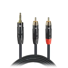 ProX XC-CMR25 25’ Ft High Performance 3.5mm 1/8” Mini TRS to Dual RCA-M Unbalanced Y-Cable