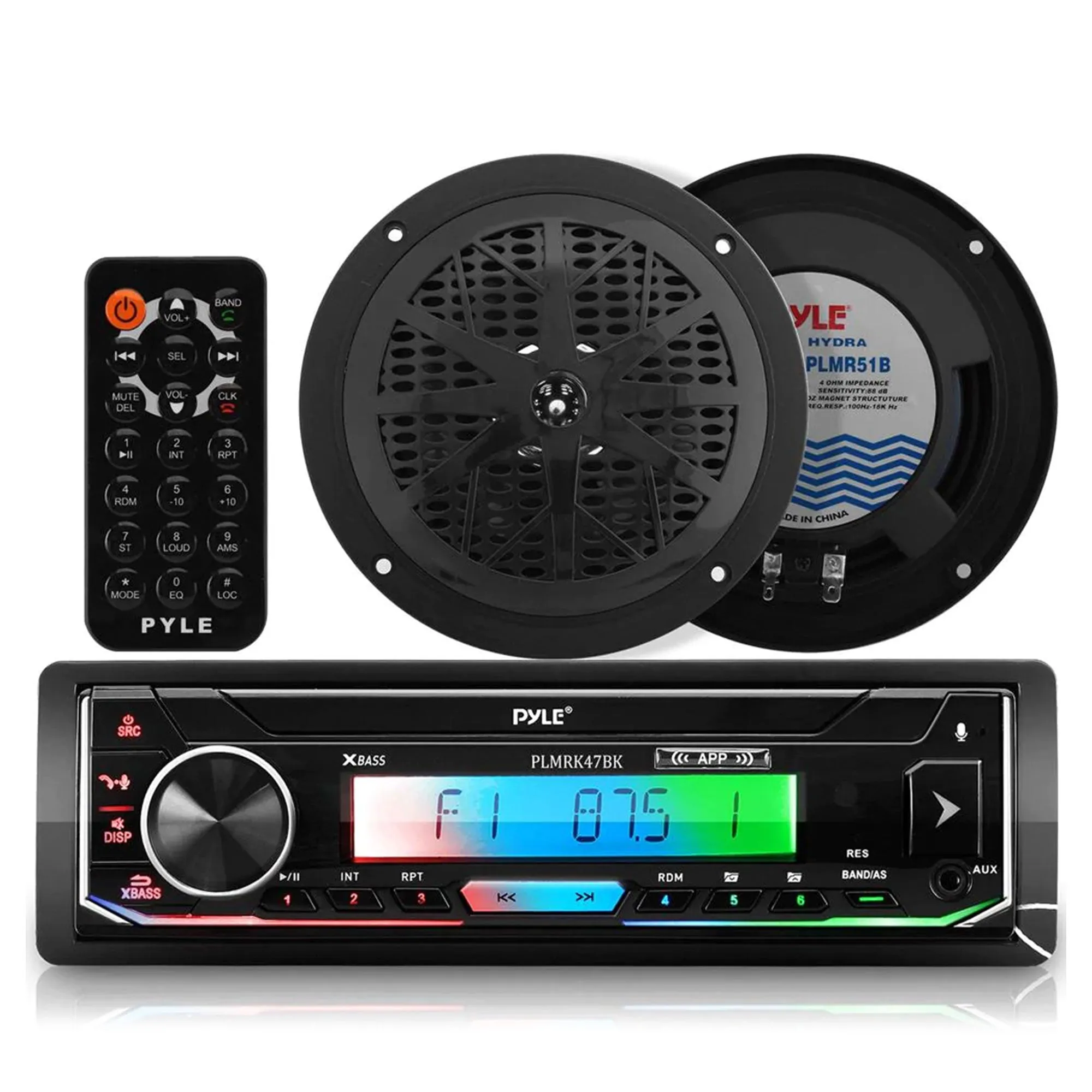 Pyle 300 Watt Bluetooth Marine Stereo Receiver & Speaker Kit with Remote Control