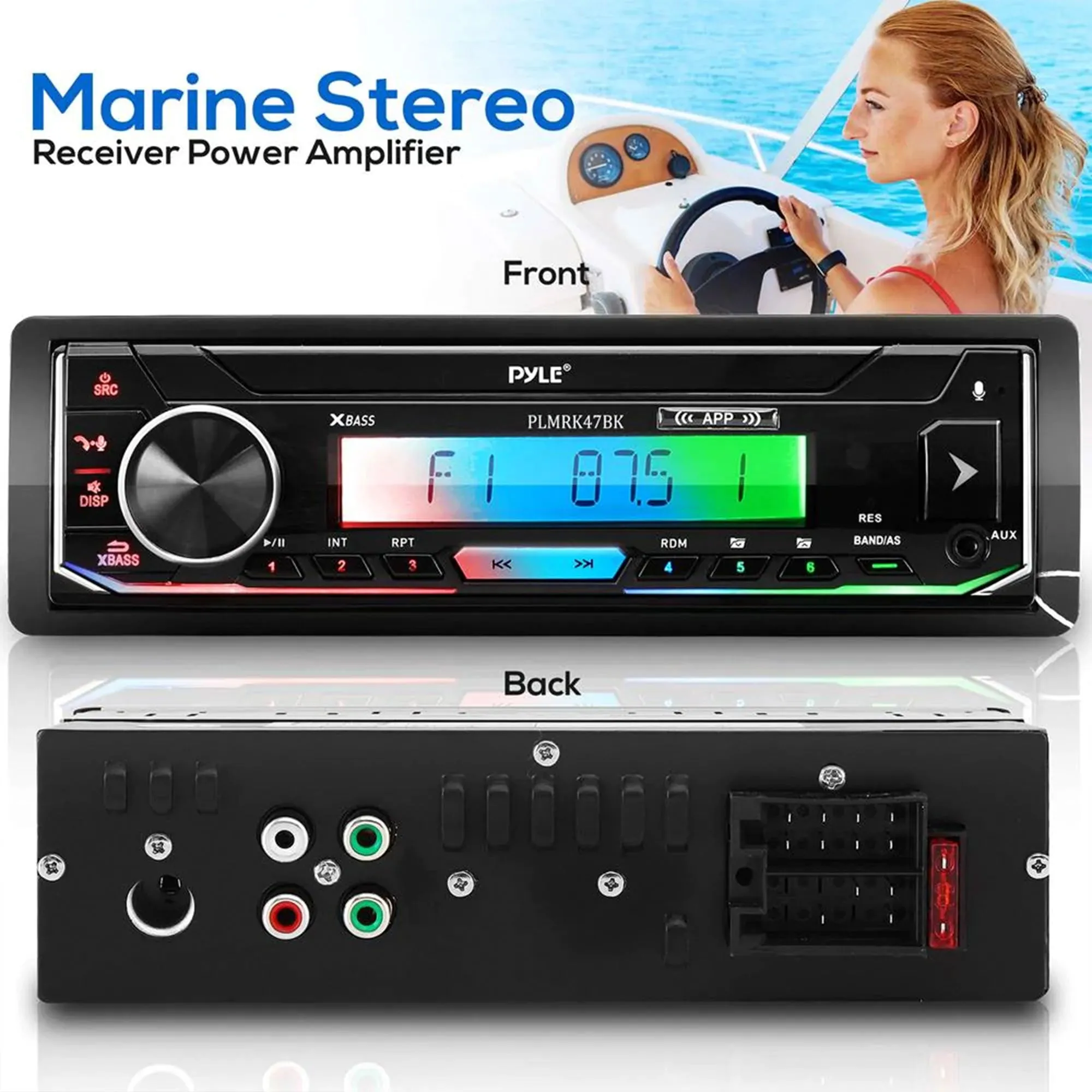 Pyle 300 Watt Bluetooth Marine Stereo Receiver & Speaker Kit with Remote Control