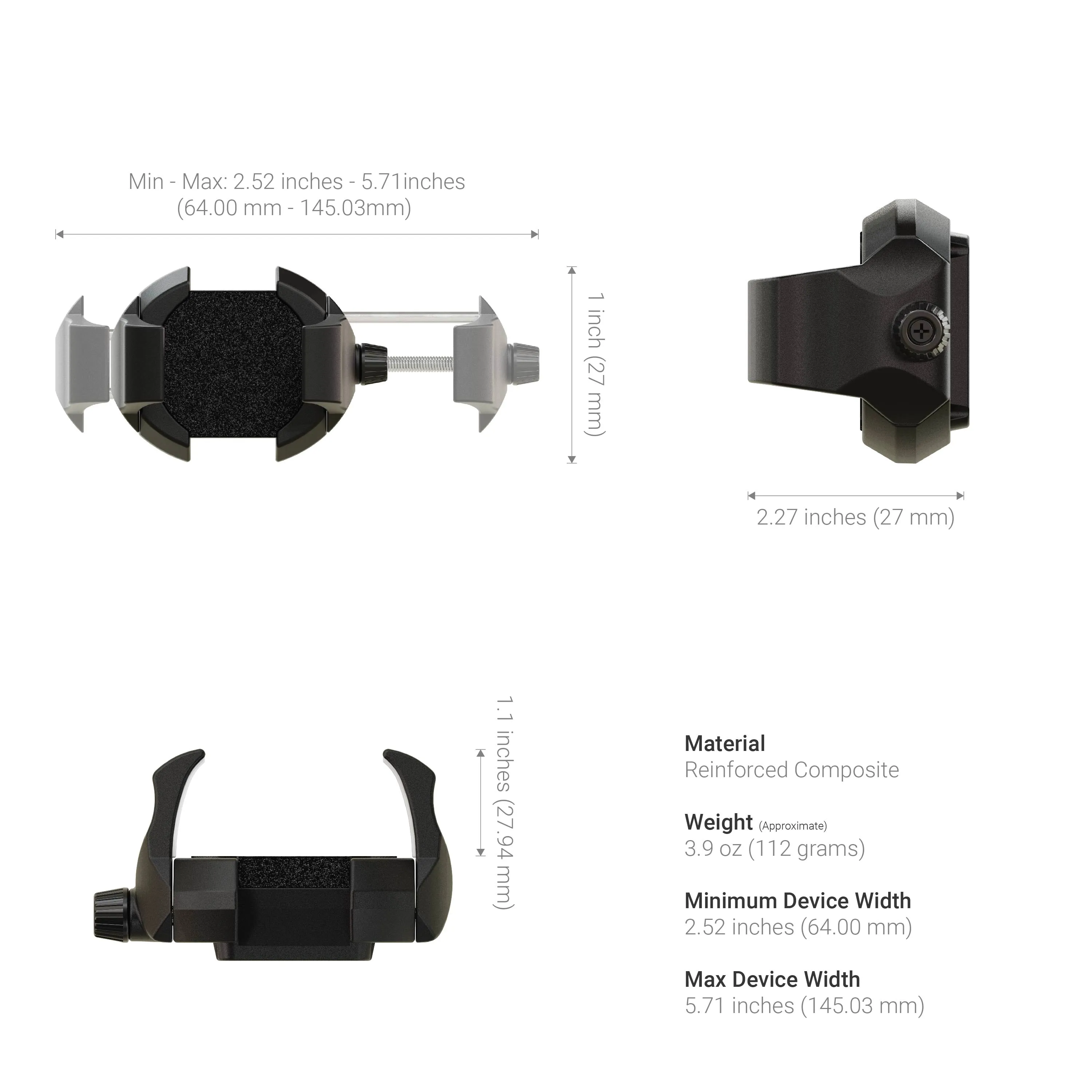 RoadVise® Ultra Metal 4-Hole AMPS Drill-Base Phone or Tablet Mount