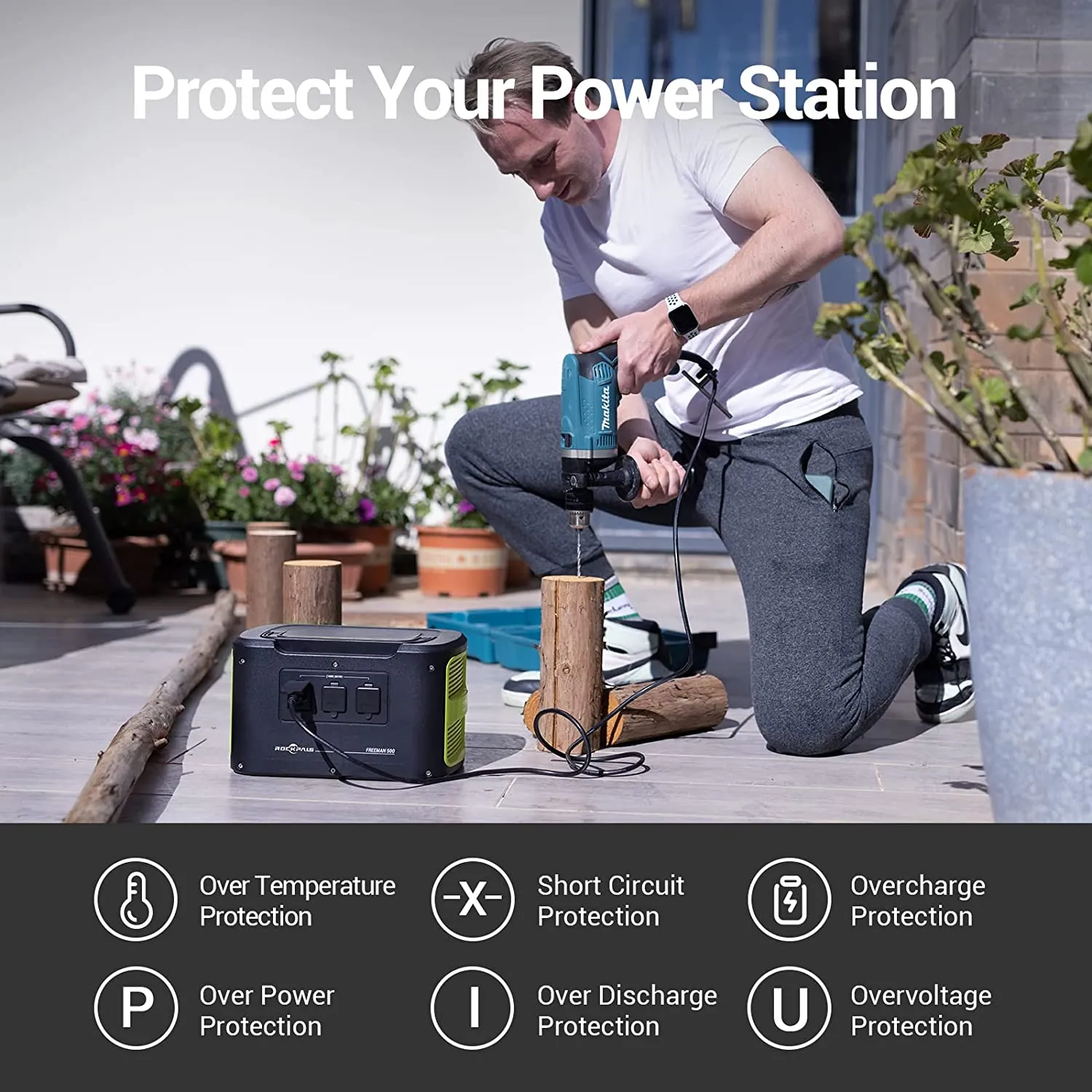 Rockpals Freeman 600W 12V 614.4Wh Portable Power Station New