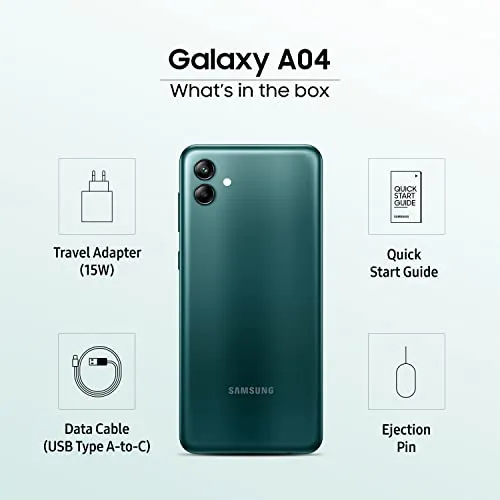 Samsung Galaxy A04 (Green, 4GB, 128GB Storage) | 50 MP Rear Camera | Face Unlock | Upto 8GB RAM with RAM Plus | MediaTek Helio P35 | 5000 mAh Battery