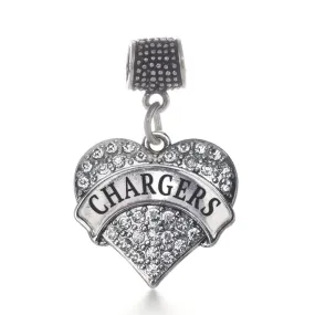 Silver Chargers Pave Heart Memory Charm