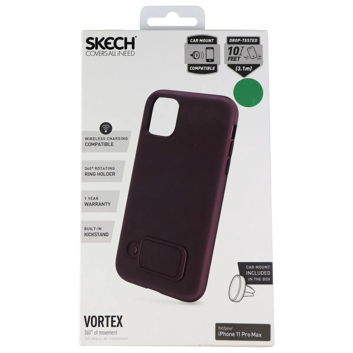 Skech Vortex Hybrid Case with Ring Kickstand for iPhone 11 Pro Max - Sangria