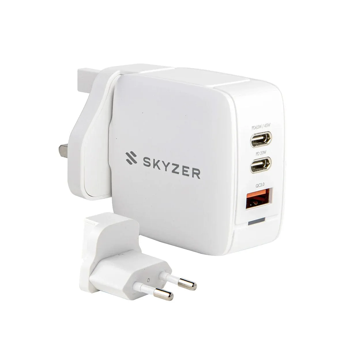 Skyzer PD158 SpeedPro 65W Max Fast Charging Wall Charger with 2 USB-C   1 USB-A Port