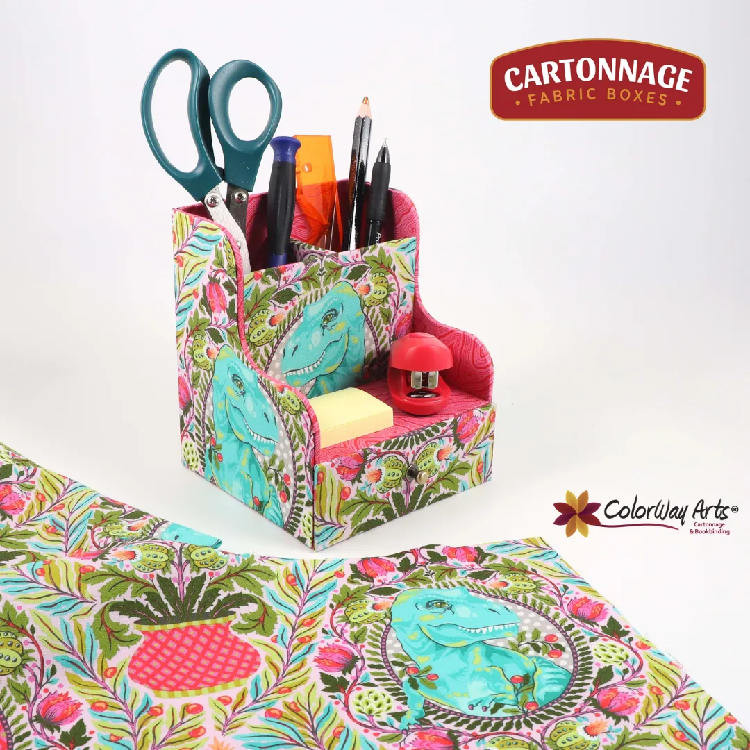 Small desk organizer with drawer DIY kit, cartonnage kit 229, members-only