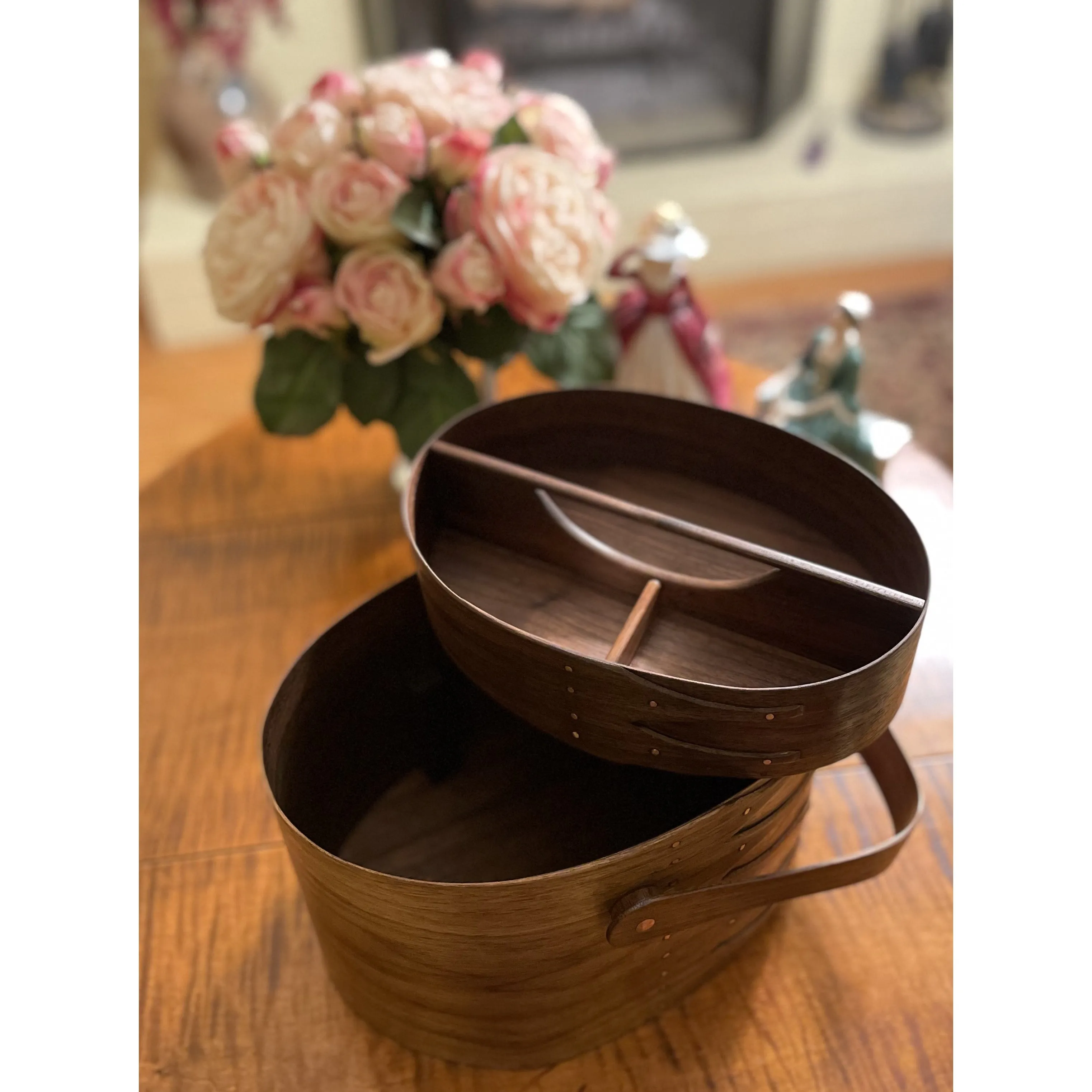 Suffolk Shaker Shop Shaker Oval #6 Sewing Box in Walnut