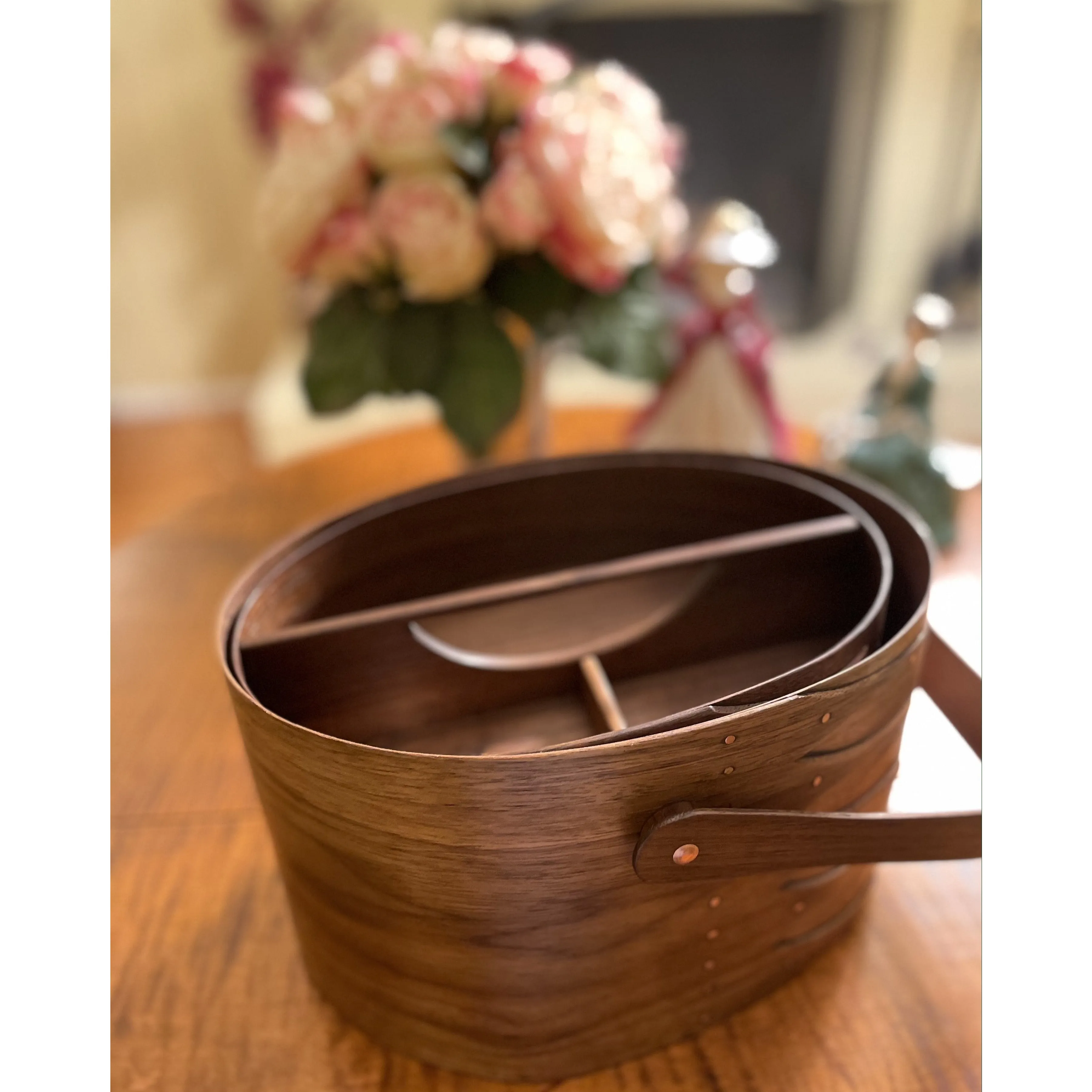 Suffolk Shaker Shop Shaker Oval #6 Sewing Box in Walnut