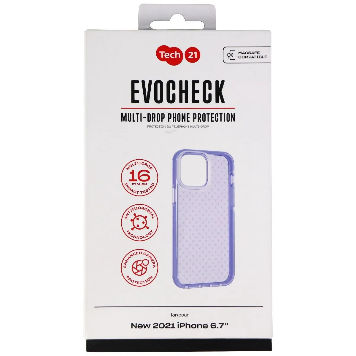 Tech21 Evo Check Flexible Gel Case for Apple iPhone 13 Pro Max - Lavender