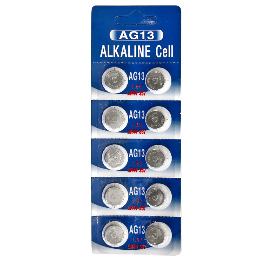 Tenergy AG13 / LR44 1.5V Alkaline Button Cell Battery Set - 10pcs