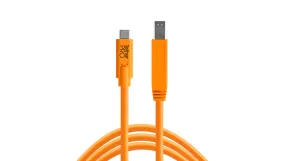 TetherPro USB-C to 3.0 Male B, 15ft (4.6m), High-Visibility Orange